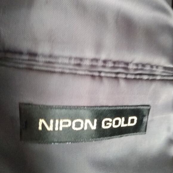 Vntg Nipon Gold Mens Gray Wool Blend Blazer 42L Classic 3 Button Career Jacket - Picture 4 of 10